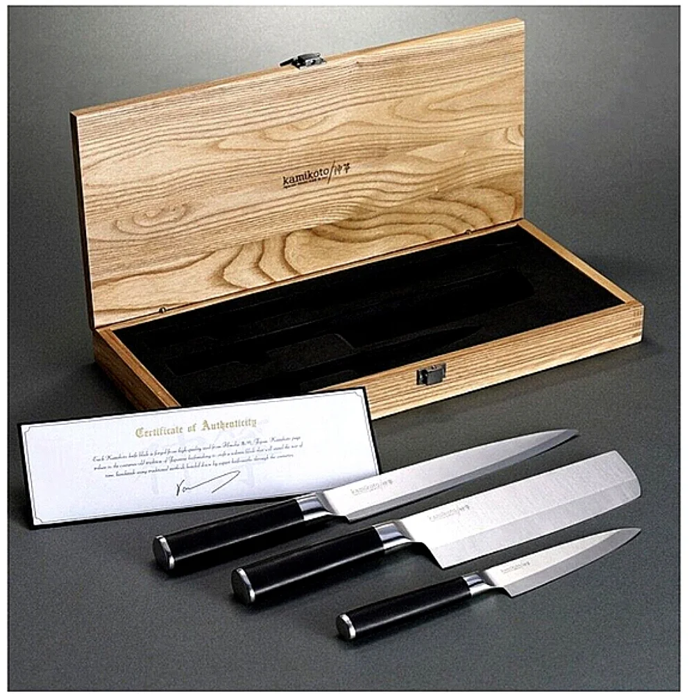 Kamikoto Japanese Steel Ibaraki Kitchen Knife Set Chef Gift